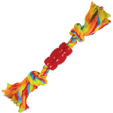 Imagem de Brinquedo Mordedor Corda Rubber Bone Vermelho e Amarelo para Cães - Tam. Único