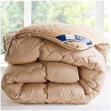 Imagem de Edredom Quente De Inverno E Verão, Lã É Luxuoso Edredom Super Macio Colcha De Lã Para Todas As Estações, Edredom De Penas Macio E Durável, Lavável Na Máquina,Latão,220x240cm (4kg),Pleasant63