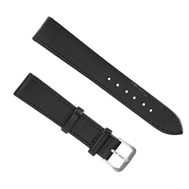 Imagem de Brrnoo Pulseira de relógio de couro PU, pulseira de substituição com fecho de metal de aço inoxidável, pulseira de relógio ajustável (Schwarz de 14 mm)