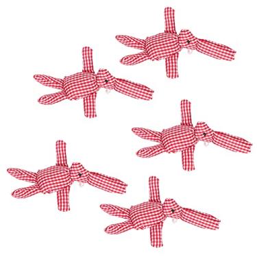 Imagem de Ornamento de coelhos de pelúcia, brinquedo pequeno e portátil para festas de fim de ano (grade vermelha e branca)