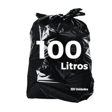 Imagem de Saco de Lixo 100 Litros Preto Resistente Uso Doméstico 100Un