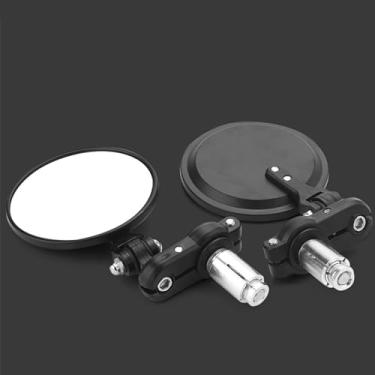 Imagem de Espelho retrovisor de motocicleta espelhos retrovisores dobráveis laterais do guidão CNC preto