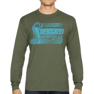 Imagem de Camiseta de manga comprida com logotipo Aqua Shelby Cobra American Muscle Car Legendary Mustang GT500 Performance Powered by Ford, Verde militar, M