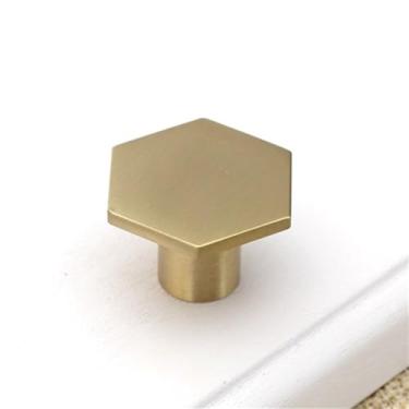 Imagem de Maçaneta hexagonal de latão sólido para armário, maçaneta para porta, cor de latão, gancho para roupas de entrada, 22