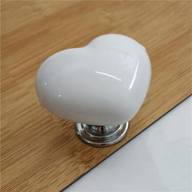 Imagem de Armário de cerâmica para sala, puxador branco de lótus, rosa, amor, furo único, móveis de cozinha, alça de gaveta com flor, coração grande