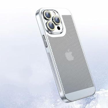 Imagem de Capa de telefone de malha de resfriamento ultra-fina para iphone 15 14 13 12 11promax xsmax capa para pc com lente filme de vidro, prata, para iphone 8