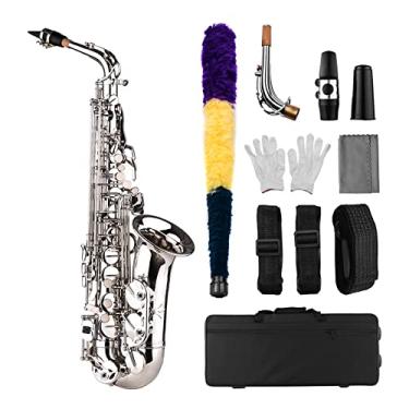 Imagem de Btuty Saxofone Sax Eb Be Alto E Flat Brass Esculpido Padrão na Superfície Bocal de Plástico Requintado com Luvas Pano de Limpeza Tiras de Escova