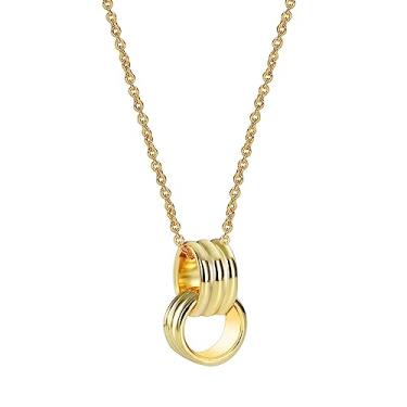 Imagem de PINKFAITH Dois círculos infinitos interligados para mulheres meninas colar pingente anel infinito entrelaçado amizade irmã mãe filha joias minimalistas presentes BFF, Metal, Sem Pedra Preciosa