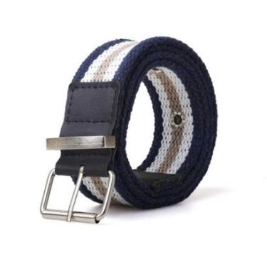 Imagem de Cinto Casual Gorgurão MSClado Azul Marinho Fivela Rolete-Masculino