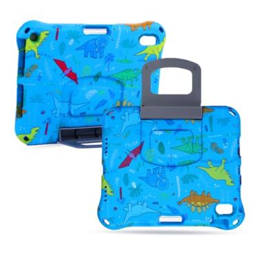 Imagem de Capa para tablet Samsung Galaxy Tab A9 22.1 cm X110 Kid Pro para meninos e meninas, dinossauro, leve, EVA, à prova de crianças, azul com alça de suporte, à prova de choque, capa durável para crianças