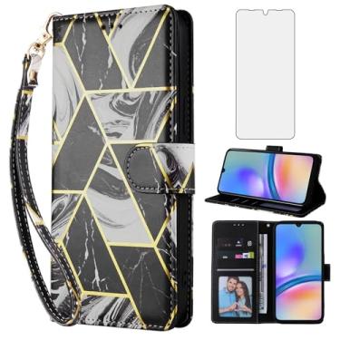Imagem de Asuwish Capa carteira compatível com Samsung Galaxy A05S e protetor de tela de vidro temperado de couro, suporte para cartão, acessórios de celular, capa para celular para Ao5s Ao5S A 05s mulheres