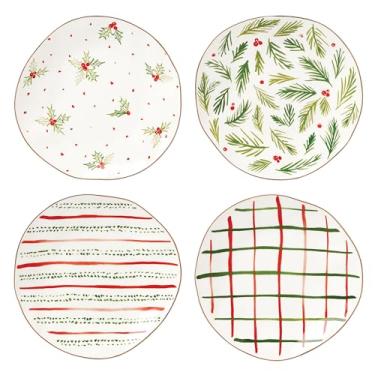 Imagem de Lenox 895262 Bayberry Conjunto de pratos de sobremesa de 4 peças, utensílios para bebidas de Natal, hospedagem de férias