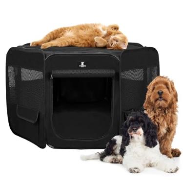 Imagem de X-ZONE PET Canetas portáteis de brincar para cães, gatos, coelhos, pintinhos, barraca dobrável para exercícios, canil, viagem, acampamento, preto, pequeno