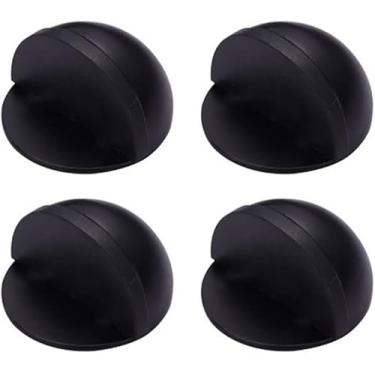 Imagem de Batente de porta, 4 peças de batente de porta de piso de aço inoxidável, piso oval montado com parafusos e almofadas autoadesivas - amortecedor de borracha com amortecimento de som, durável