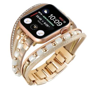 Imagem de Waillynice Pulseira de metal para Apple Watch série 876 SE54Ultra, pulseira feminina para IWatch de 49 mm, 45 mm, 41 mm, 40 mm, 38, 44 mm (crisântemo cáqui, crisântemo cáqui, 42, 44, 45, 49 mm)
