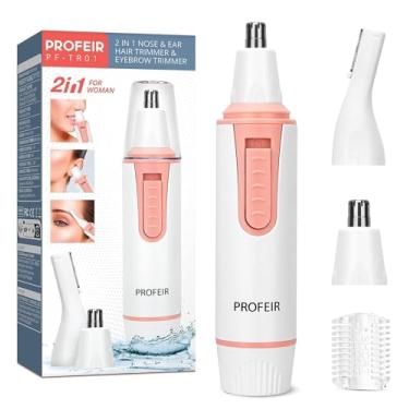 Imagem de Aparador de pelos do nariz para mulheres: Aparador portátil de remoção de pelos faciais para sobrancelha, orelha, pele de pêssego, lábios, queixo - alimentado por bateria, limpeza fácil, indolor