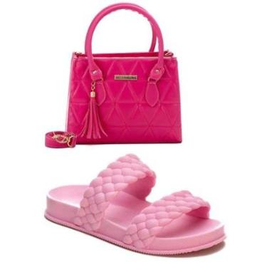 Imagem de Bolsa Feminino Lançamento + Sandalia Rasterinha Feminina leve confortavel-Feminino