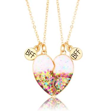 Imagem de DOYYCA Colar Best Friend para 2 meninas, colar magnético combinando da amizade, pingente de meio coração, colares BFF para irmã, 17.7 inches with 2 inches extender, Latão, Sem Pedra Preciosa