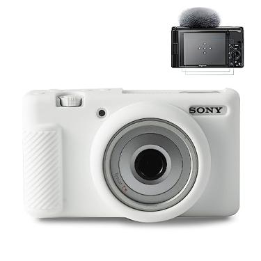 Imagem de Pocoukate Capa para câmera Sony ZV-1F, ZV-1 II/ZV-1M2 Vlog, capa de silicone para câmera ZV1F, capa macia antiarranhões e ajuste fino com protetor de tela ZV1 F - branco