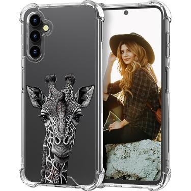 Imagem de Hungo Capa compatível com Samsung Galaxy S23 para mulheres, design claro, bonito, feminino, design de flores estéticas, desenho preto, girafa bonita