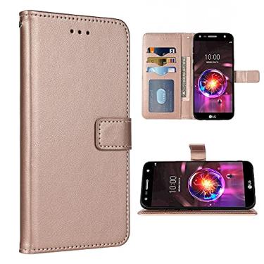 Imagem de FDCWTSH Compatível com LG X Charge/Fiesta 2 LTE/X Power 2/X5/LV7 Capa carteira alça de pulso couro flip capa porta-cartões capas de telefone para LG-M322 XPower 3 SP320 M327 M322 ouro rosa