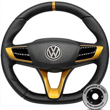 Imagem de Volante Esportivo Gol G5 G6 Volkswagen + Cubo Poliparts, Amarelo