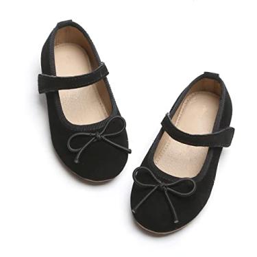 Imagem de Otter MOMO Sapato feminino com tira em T uniforme escolar Mary Jane Sapatilha, Preto-d736, 5 Toddler