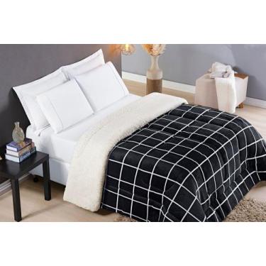 Imagem de Coberdrom Sherpa e Flannel Austin Solteiro Manta 100g 01 Peça - Preto 