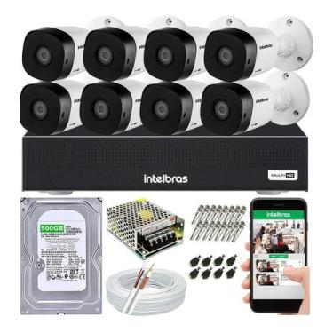 Imagem de Kit 8 Câmeras Intelbras Hdcvi 1120 E Dvr 8 Canais Completo