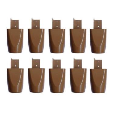 Imagem de Kit 10 Pés Guarda Roupas Armários 7cm Marrom Mari Plástico - Zoe & Cha