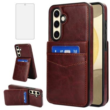 Imagem de Asuwish Capa de telefone para Samsung Galaxy S24 FE 5G com protetor de tela de vidro temperado e suporte para cartão de crédito capa carteira suporte acessórios de celular de couro S 24 EF S24FE 24S