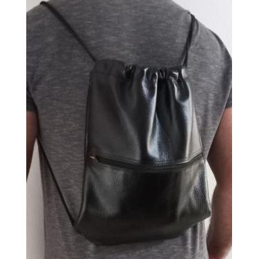 Imagem de Bolsa Saco Mochila Esportiva De Couro Fabricação Própria - Art Bolsas 