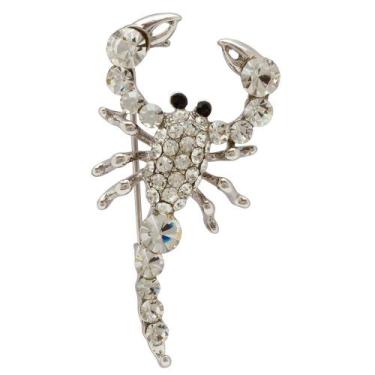 Imagem de Broche Strass Escorpião BRG0049 - Akasaki, Prateado, Cristal