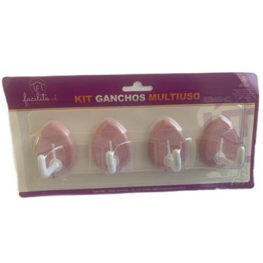 Imagem de Kit 4 Ganchos Multiuso Auto-adesivos Decoração Praticidade 4x7cm - GAN