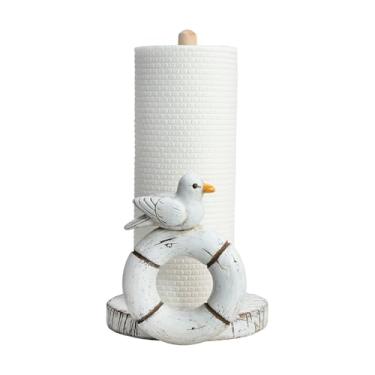 Imagem de Bicuzat Suporte de toalha de papel estilo gaivota retrô, expositor de artesanato de gaivota de resina para bancada de cozinha, café restaurante ocidental loja de bolos loja de sobremesas