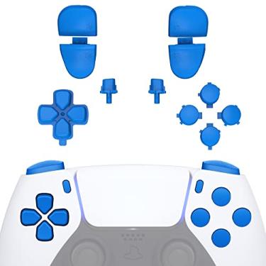 Imagem de eXtremeRate Botões de substituição D-pad R1 L1 R2 L2 Opções de compartilhamento de botões de rosto para controle DualSense 5 PS5, kits de reparo de botões azuis com ferramenta para controle Playstation 5