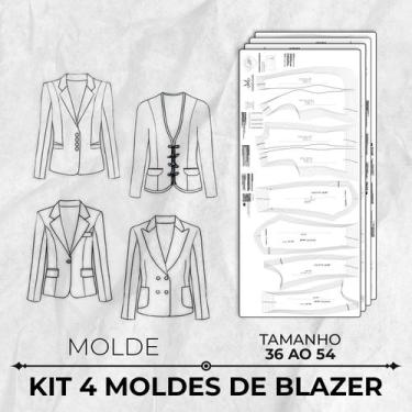 Imagem de Kit 4 moldes de Blazer tamanho 36 ao 54 by Wania Machado - EDITORA CLU