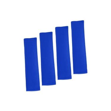 Imagem de Partuto Capa para cinto de segurança de carro azul universal 4 peças com almofada de ombro automática de fibra de poliéster macia para substituição de direção mais confortável
