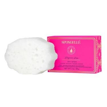 Imagem de Spongelle Pedi Buffer 30+ usa luvas de banho e panos, rosa búlgara