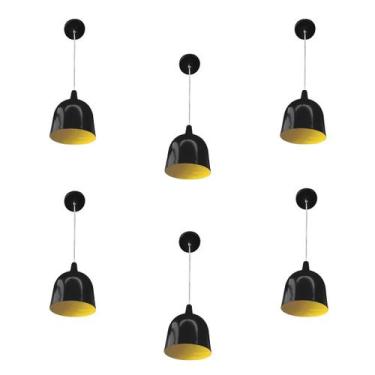 Imagem de Kit 6 Luminária Pendente Gota Com Interior Amarelo Com Fiação 110/220v
