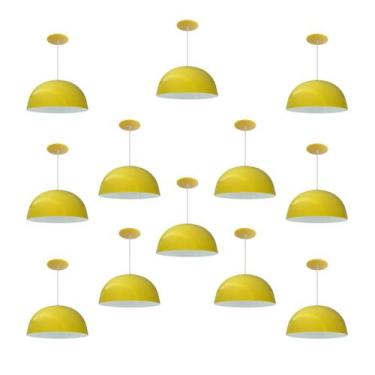 Imagem de Kit 12 Luminária Pendente Meia Lua 24cm Com Interior Branco Brilho Fia