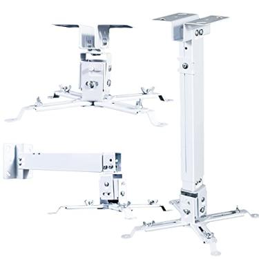 Imagem de Suporte universal Homcine para projetor/suporte de parede branco, suporte universal Homcine para projetor/suporte/suporte de suporte com braço extensível, altura ajustável, suporte de teto suspenso,