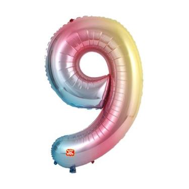 Imagem de Balão Metalizado Números 28" 70cm - Degradê Baby - 01 unidade - Balões