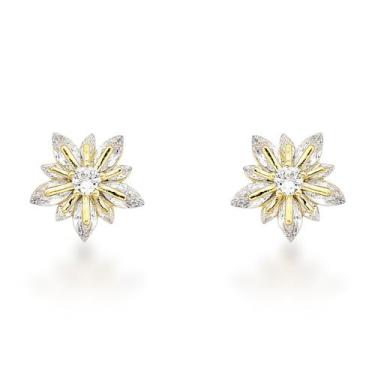 Imagem de Brincos com Pedras de Zircônia Flor Banhado a Ouro 18k - Atraktiva Joi