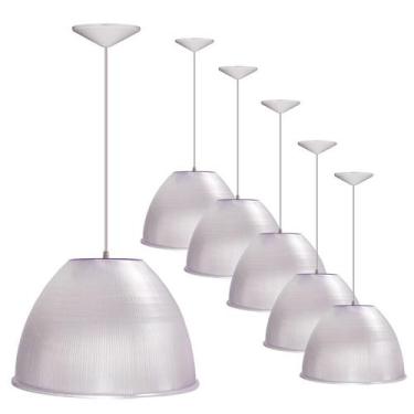 Imagem de Kit 6 Luminárias Para Galpão Industrial 16 Pol 40cm Cristal Cabo 1,1M 