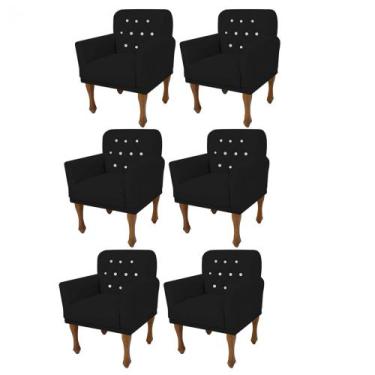 Imagem de Kit 06 Poltrona Cadeira Decorativa  Mona Luxo com Strass Sala de Estar