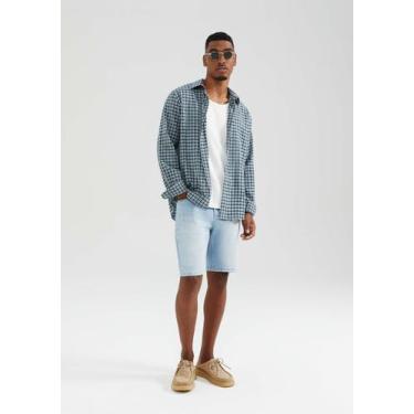 Imagem de Bermuda Jeans Masculina Reta Com Elastano - Hering, 038, Azul claro