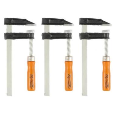 Imagem de Kit 3 Grampos Sargento Tipo F 150x50x200mm Cabo De Madeira - Sparta