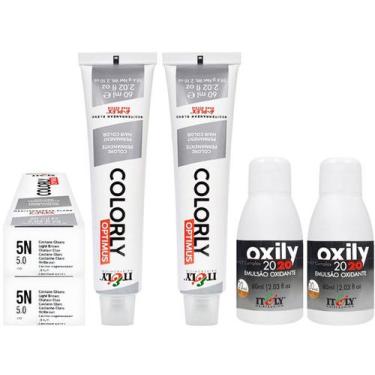 Imagem de Itely  Kit c/2 Tintas Colorly 5N Castanho Claro 60 ml + 2 Oxily 20 Vol