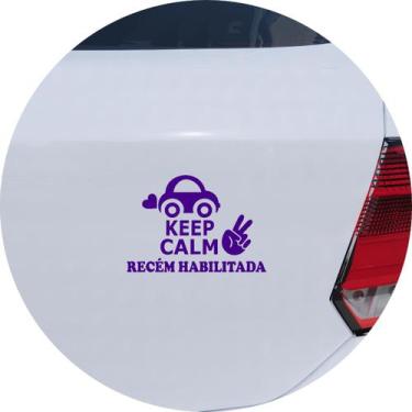 Imagem de Adesivo de Carro Keep Calm Recém Habilitada - Cor Roxo - Melhor Adesiv
